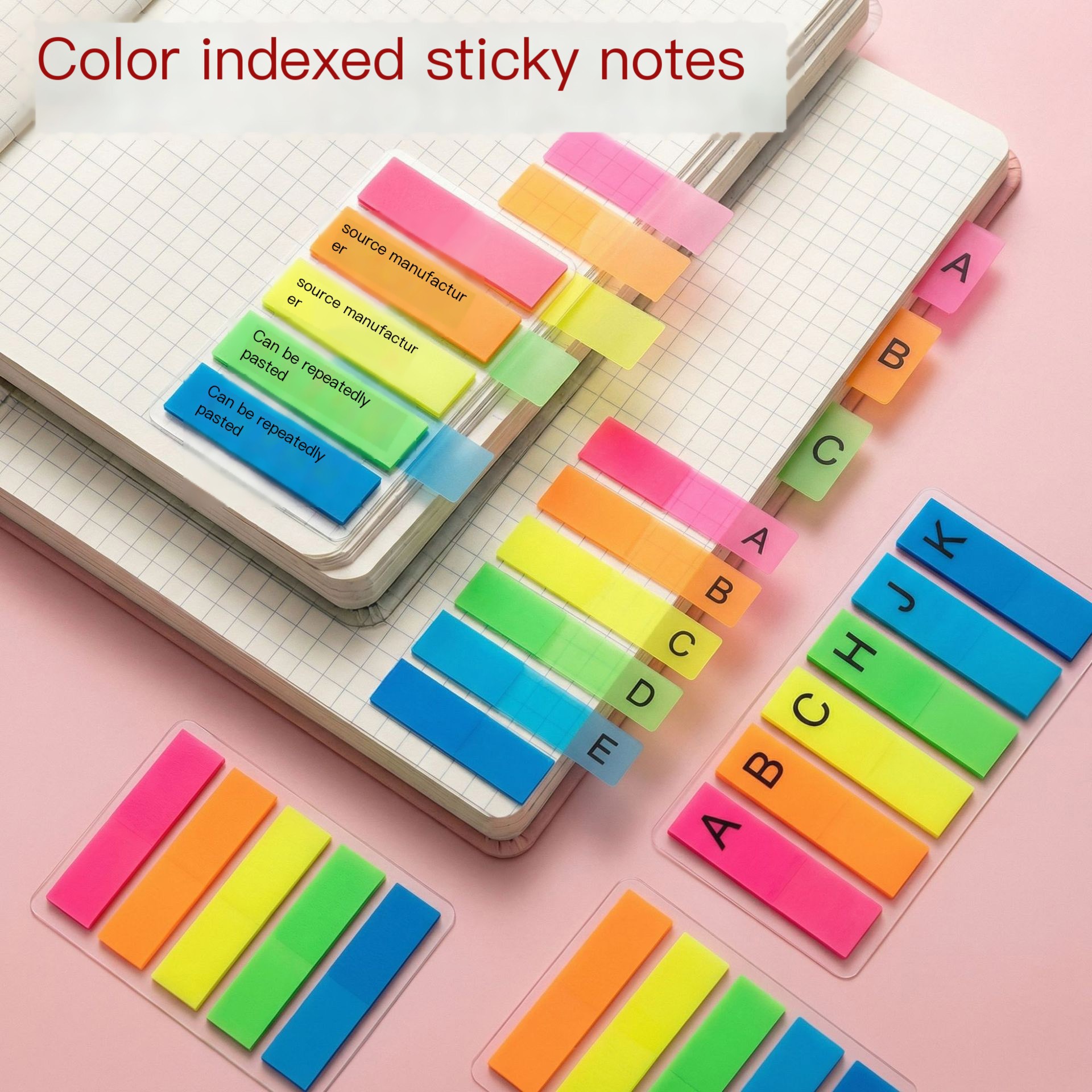 Customized Eco Friendly Plastic Removable bookmark Sticky Note Colorful Transparent