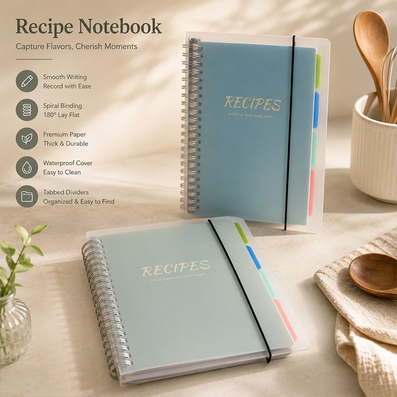 Custom Spiral Recipe Notebook with Color-Coded Dividers