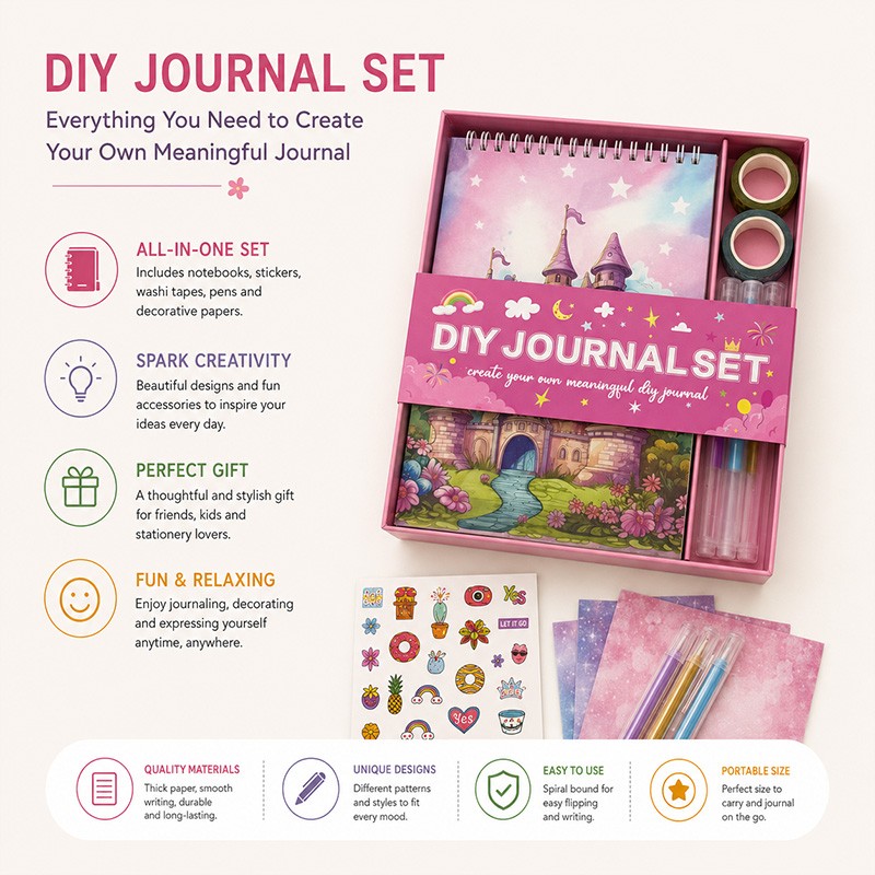 Custom DIY notebook kit, including notebook, pen,  and tape | Professional custom paper products factory