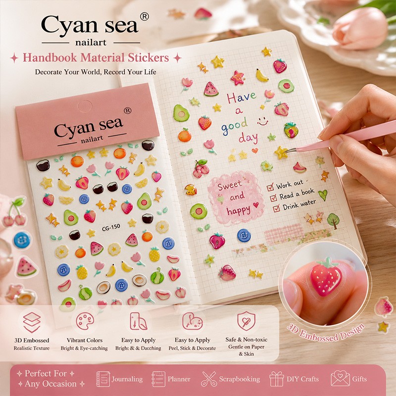 In-stock/Custom 3D Fruit Embossed Stickers