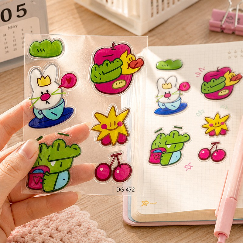 In-stock/Custom Cartoon 3D Embossed Journal Stickers