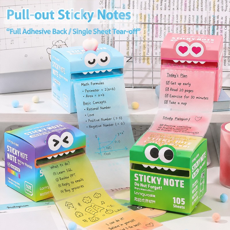 Sentance High-Value 105 Piece GlitterTransparent Gradient Magnetic Customizable Memo Pad Stickers Self-Adhesive Students